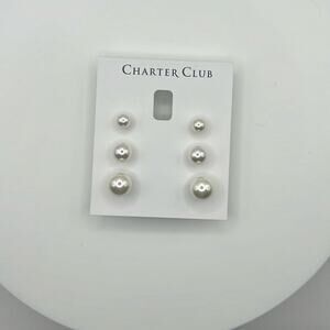 charter club set of 3 faux pearl earrings